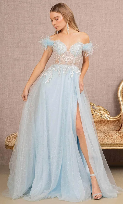 Formal Dress for Garden Party ThemesGLS by Gloria GL3135 - Feathered Off-Shoulder Ballgown