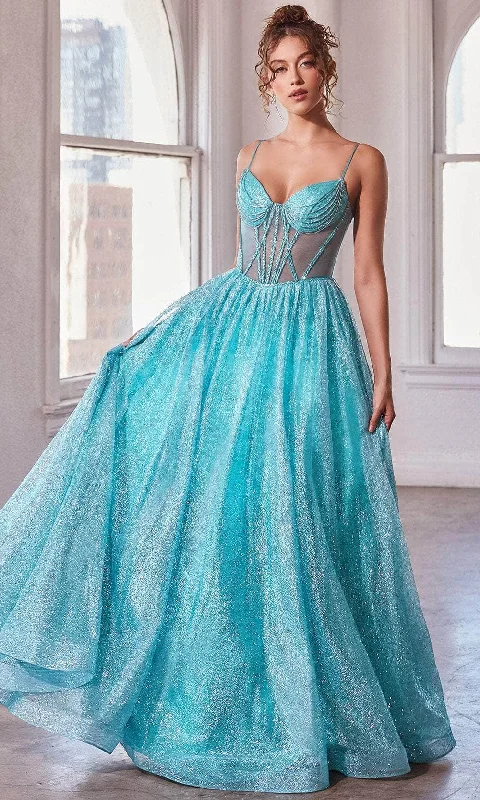 Formal Dress for New Year's EveCinderella Divine CD832 - Sheer Corset Sleeveless Ballgown