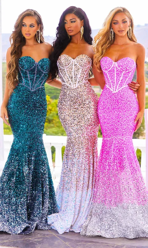 Formal Dress for Formal DinnersPortia and Scarlett - Ps22346 Strapless Ombre Sequin Gown