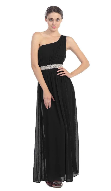 Formal Dress for Charity BallsEureka Fashion - 1924 Asymmetrical Neck Flowing Chiffon Gown