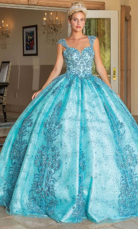 Formal Dress for Winter WeddingsDancing Queen 1784 - Cap Sleeve Glitter Quinceanera Ballgown