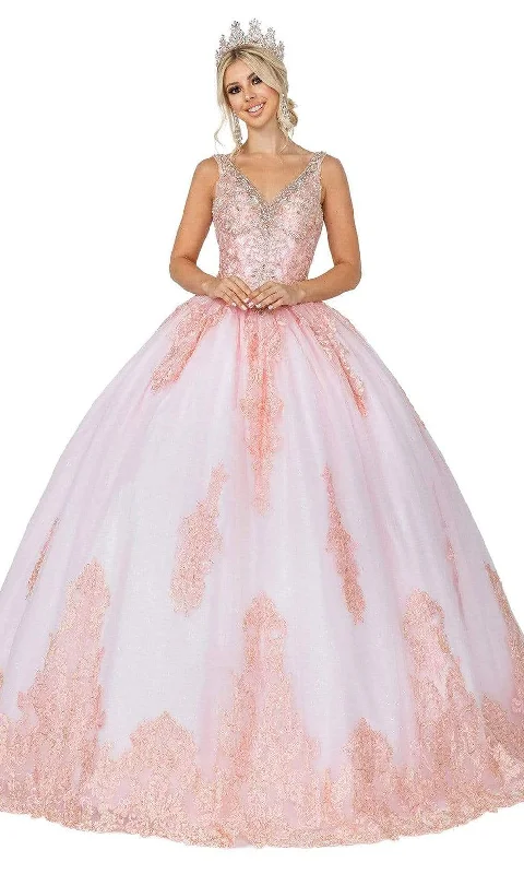 Formal Dress for Indoor WeddingsDancing Queen - 1588 Embellished V Neck Ballgown