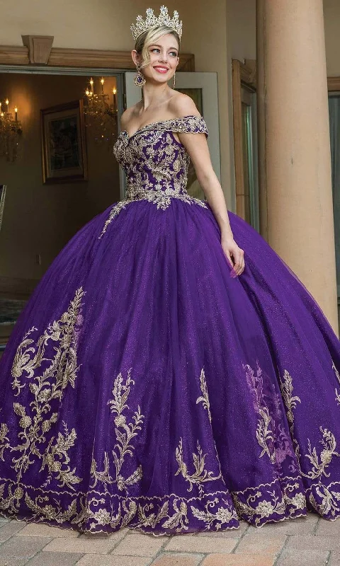 Formal Dress for Awards CeremoniesDancing Queen - 1596 Embroidered Off Shoulder Ballgown