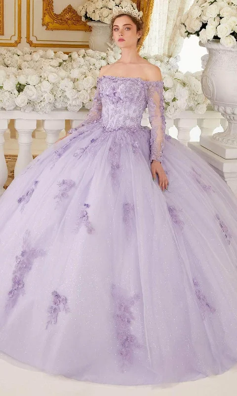 Formal Dress for Cruise Ship EventsCinderella Divine 15706 - Off-Shoulder Ballgown with Long Sleeves