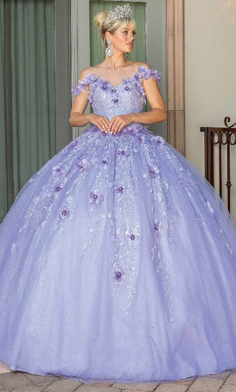 Formal Dress for Golden GlobesDancing Queen 1703 - Floral Appliqued V-Neck Ballgown