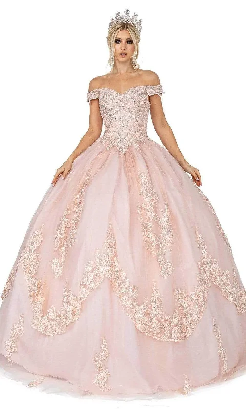 Formal Dress for Bat MitzvahsDancing Queen - 1575 Applique Detailed Ballgown