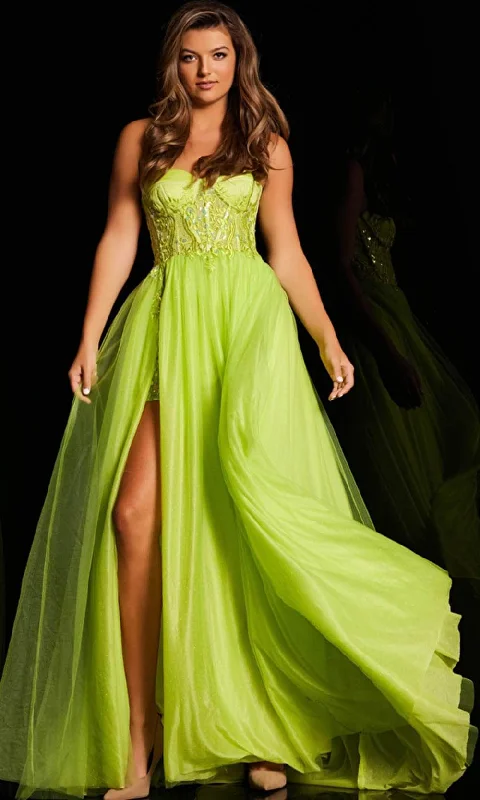 Formal Dress for Business EventsJVN by Jovani JVN38656 - Embroidered Strapless Ballgown