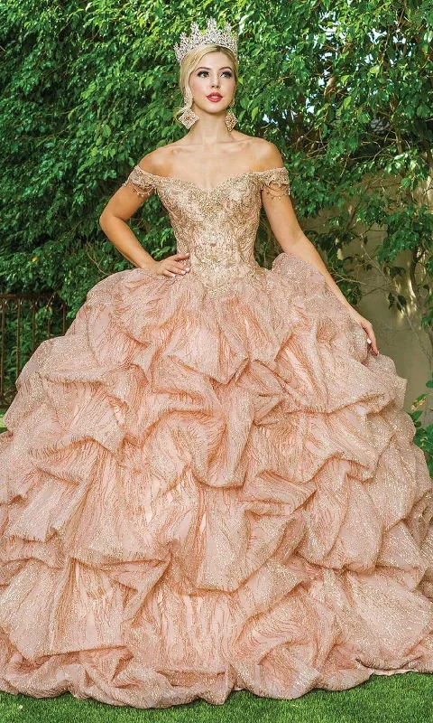 Formal Dress for Corporate AwardsDancing Queen - 1639 Off Shoulder Ruched Ballgown