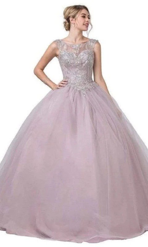 Formal Dress for Church WeddingsTrevi Collection - L2258 Illusion Bateau Beaded Ball Gown