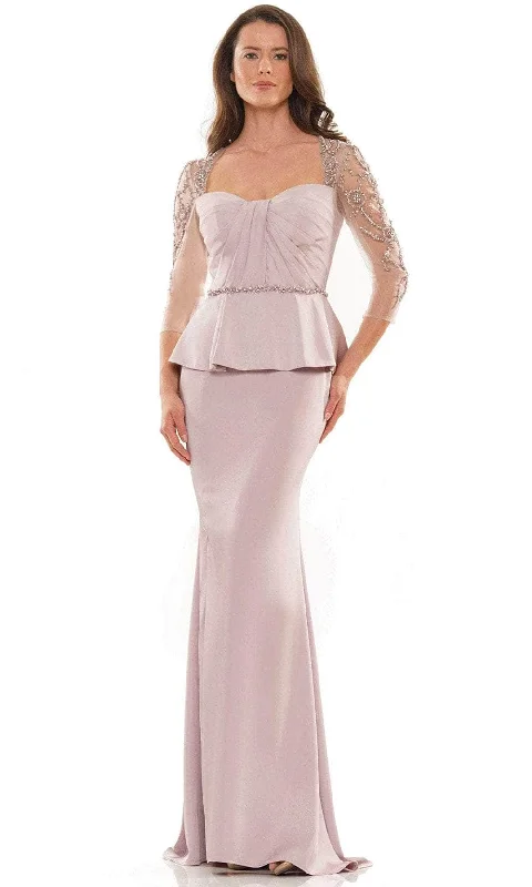 Formal Dress for Small WeddingsMarsoni by Colors MV1192 - Beaded Sheer Sleeve Formal Gown