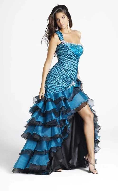 ELEGANT Formal Dress DesignsBlush by Alexia Designs - Asymmetrical Ruffled Tiered Gown 9266