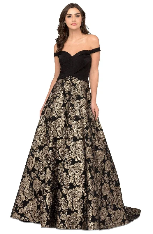 Formal Dress for Polo MatchesCecilia Couture - 1483 Off-Shoulder Printed Ballgown With Train