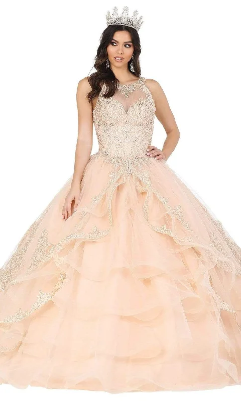 Formal Dress Shopping GuidesDancing Queen - 1540 Embellished Halter Neck Ballgown