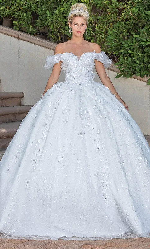 Formal Dress for Church WeddingsDancing Queen 1806 - Off-Shoulder 3D floral Embellished Ballgown