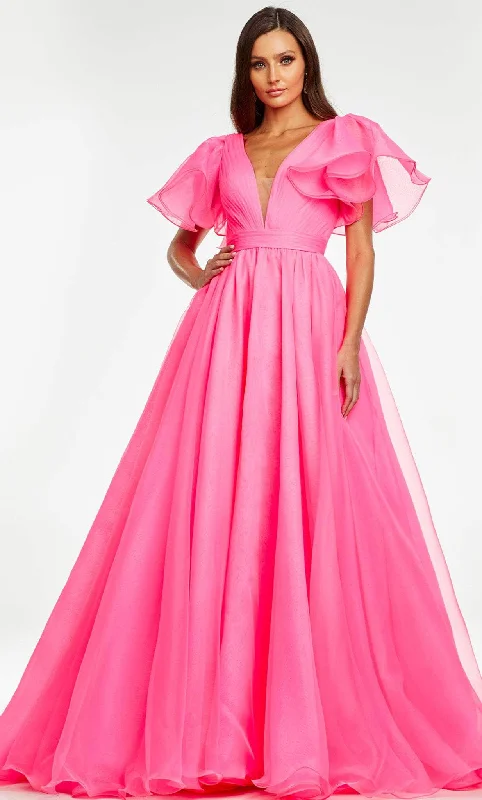 Formal Dress for Destination WeddingsAshley Lauren 11153 - Voluminous A-line Plunging Gown