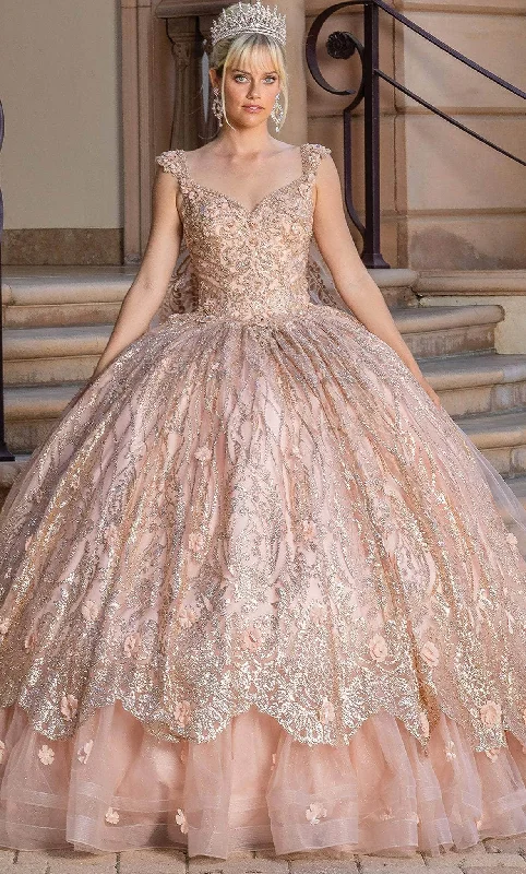 Formal Dress for Rustic ThemesDancing Queen 1692 - Cap Sleeve Glitter Quinceanera Ballgown