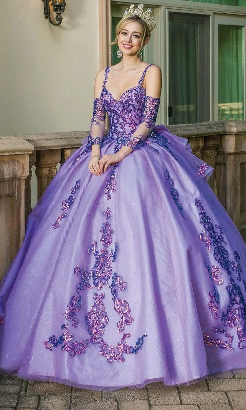 Men's Formal Dress CodesDancing Queen - 1652 Shimmer Applique Ballgown with Bow Accent