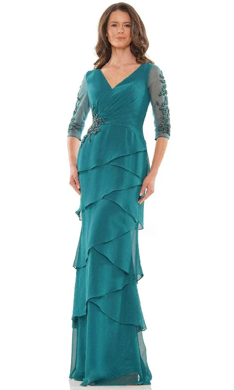 Formal Dress for Formal DancesMarsoni by Colors MV1168 - Quarter Sleeves V-Neck Long Gown