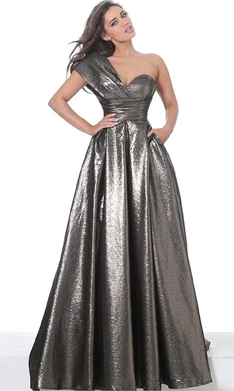 Formal Dress for Historical ReenactmentsJovani - 04170 Metallic One Shoulder A-Line Gown