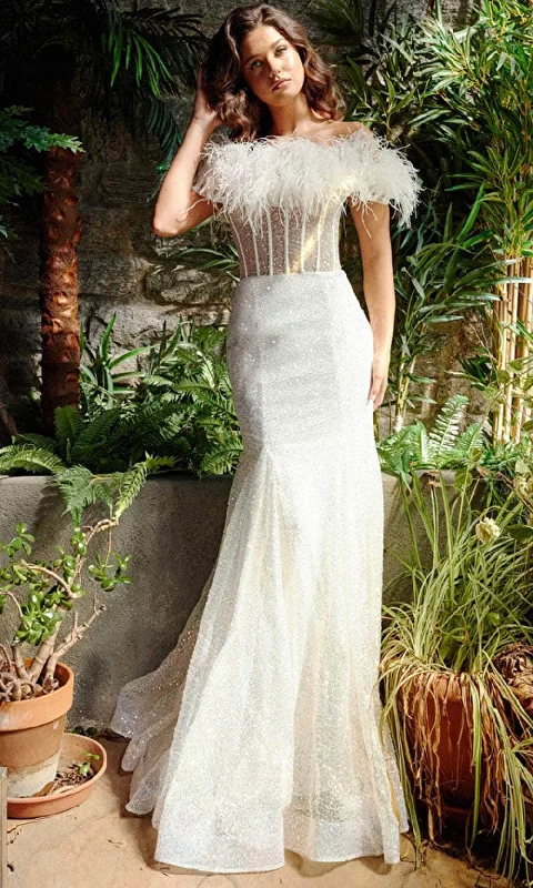 Formal Dress for Small WeddingsJovani 23958 - Boned Bodice Glittery Mermaid Gown