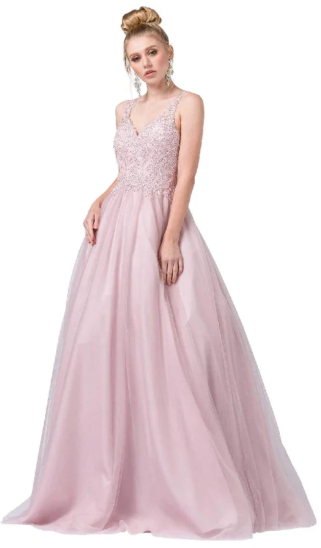 Formal Dress for Religious CeremoniesDancing Queen - 2626 Embroidered V-neck Ballgown