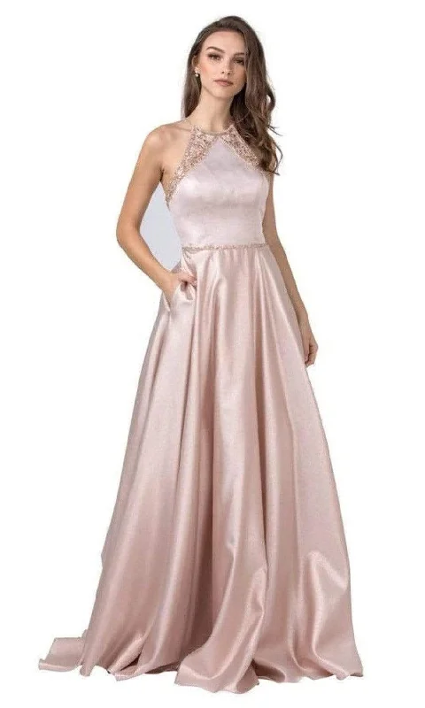 Formal Dress for Bar MitzvahsTrevi Collection - L2455 Halter Neck Crisscross Back A-Line Gown