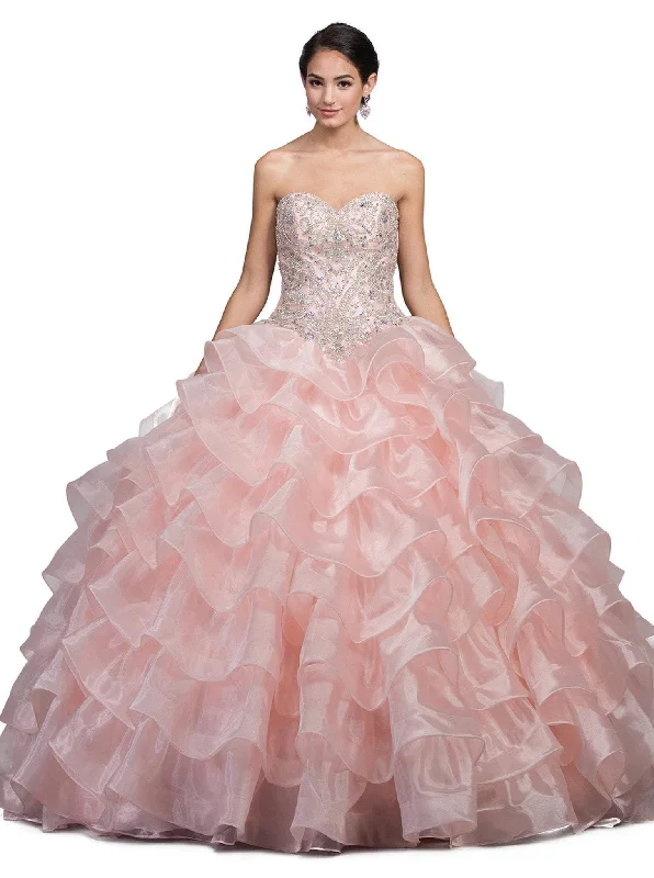 Formal Dress Shops in New YorkDancing Queen - 1216 Strapless Bedazzled Sweetheart Ruffled Quinceanera Ballgown