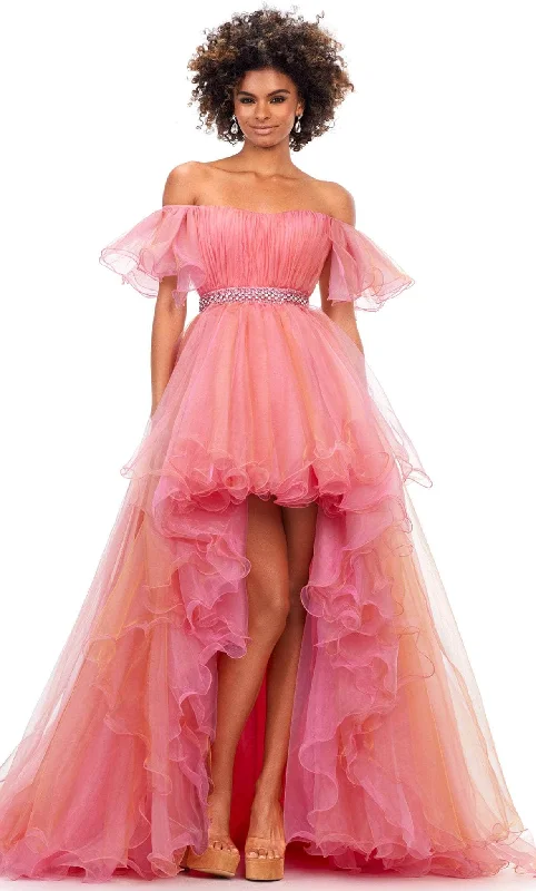 Formal Dress for Golf TournamentsAshley Lauren 11269 - Off Shoulder Organza High Low Gown