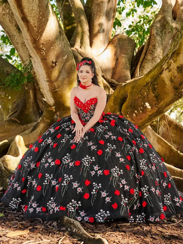 Affordable Formal Dress OptionsLizluo Quince 26099 - Floral Applique Sweetheart Neck Ballgown