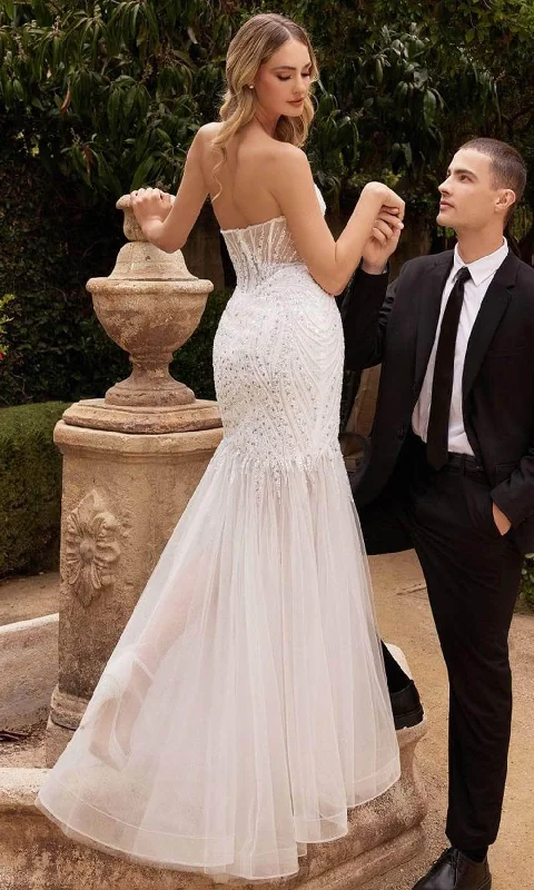 Formal Dress for Evening WeddingsLadivine CD0215W - Strapless Beaded Mermaid Gown