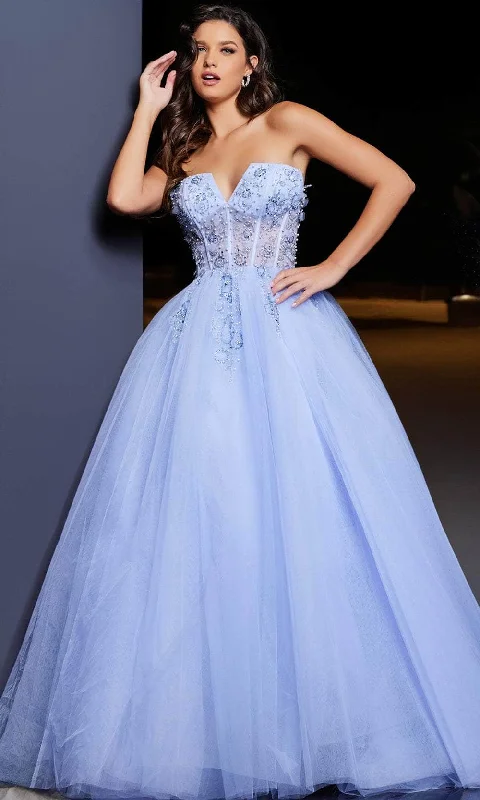 Formal Dress for GalasJovani 37460 - V-Neck Appliqued Ball Gown