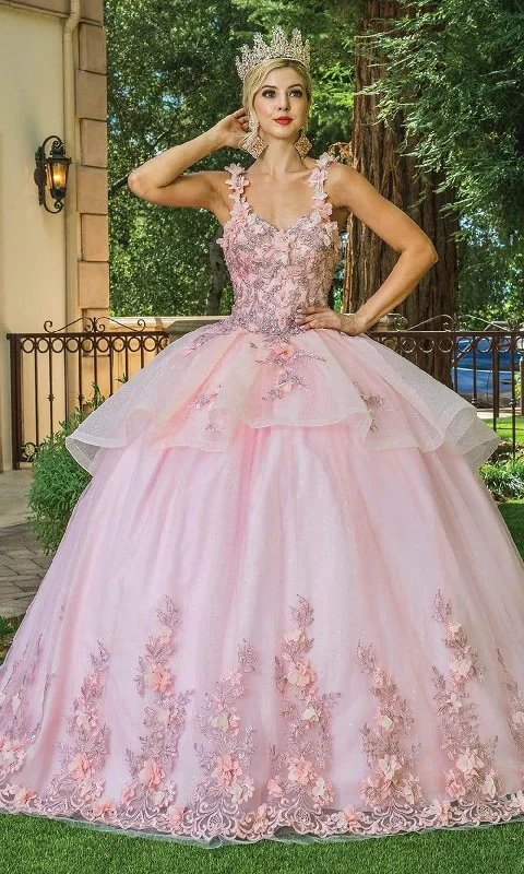 Formal Dress for Winter Formal EventsDancing Queen - 1583 Floral Scoop Back Ballgown