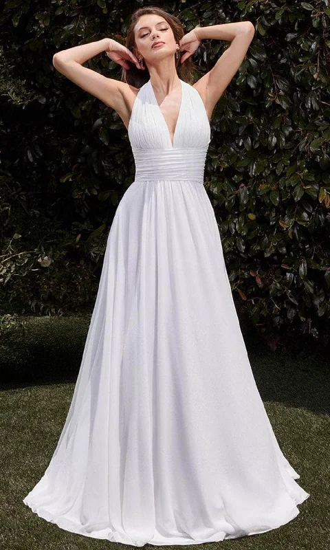 Formal Dress for Emmy AwardsCinderella Divine Bridal CD372W - Halter Ruched Bridal Gown