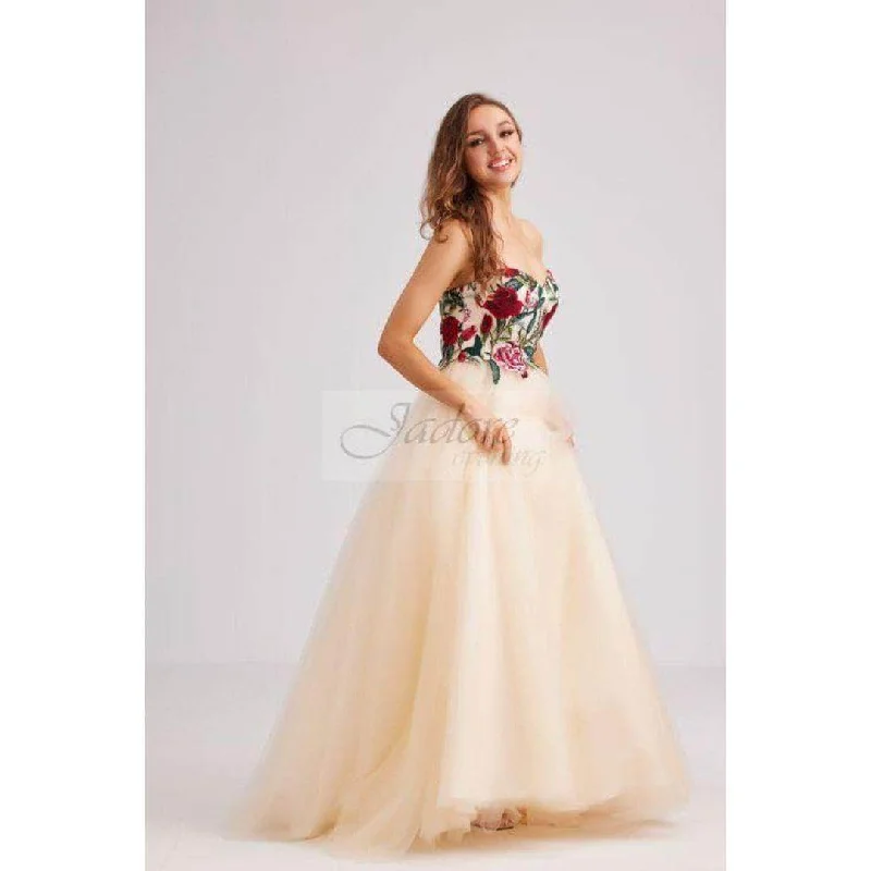 Formal Dress for Modeling AuditionsJ'Adore Dresses J23030 - Strapless Floral Applique Ballgown