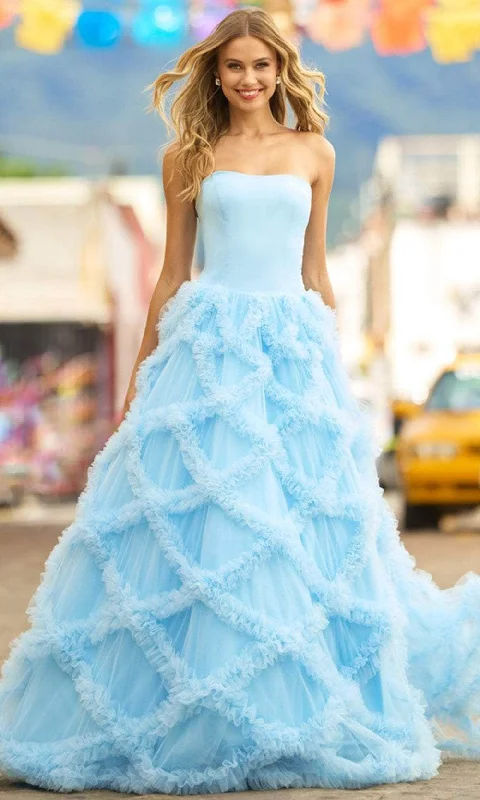 Women's Formal Dress OptionsSherri Hill 55598 - Lattice Ruffles Strapless Ballgown