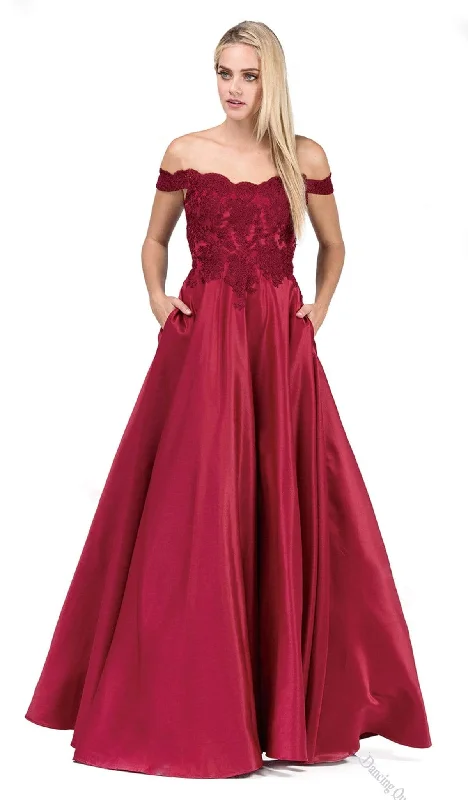 Formal Dress for Sports AwardsDancing Queen - 2495 Scalloped Off Shoulder A-Line Gown