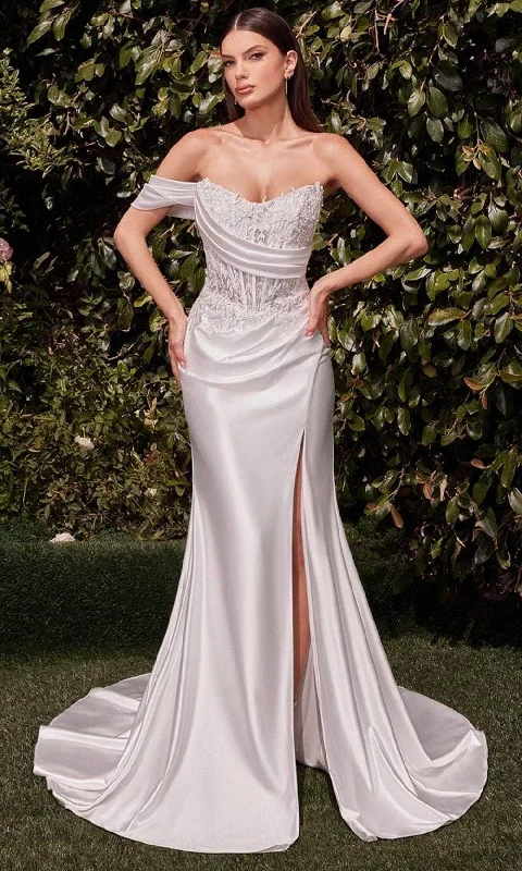 Formal Dress for Holiday PartiesCinderella Divine Bridal CD804W - Basque Scoop Neck Bridal Gown