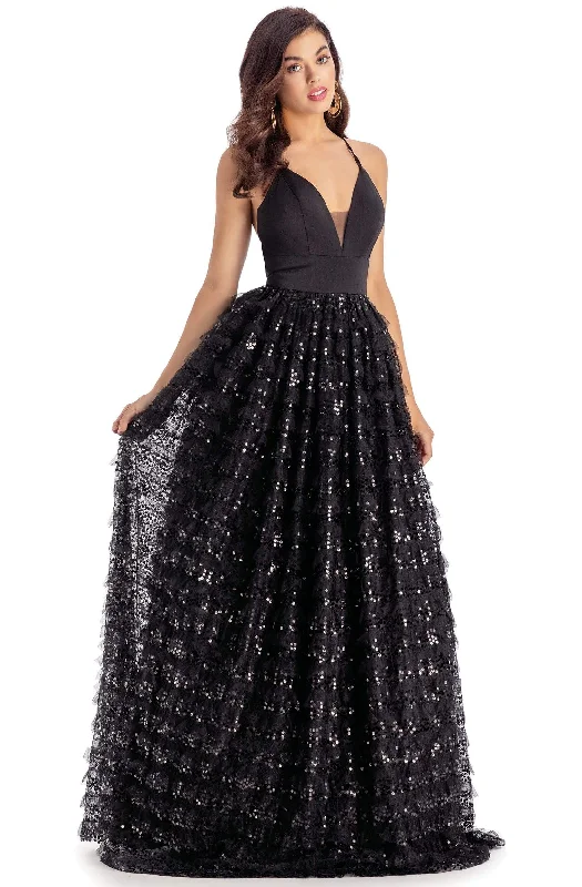 Formal Dress Alterations Near MeClarisse - 5145 V-Neck Scoop Back Sequined Tulle Ball Gown