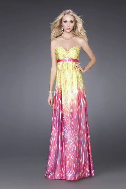 Formal Dress for Large WeddingsLa Femme - 15142 Strapless long gown in fresh and fruity hues