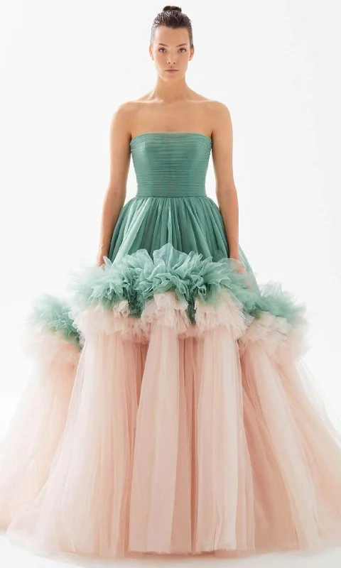 Formal Dress for Day WeddingsTarik Ediz 98264 - Straples Ruffle Tier Ballgown