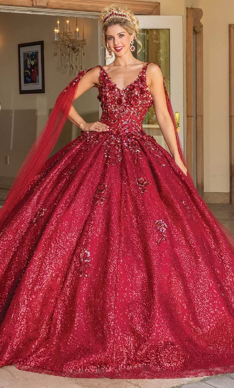 Formal Dress for Winter Formal EventsDancing Queen 1764 - Embellished V-Neck Ballgown