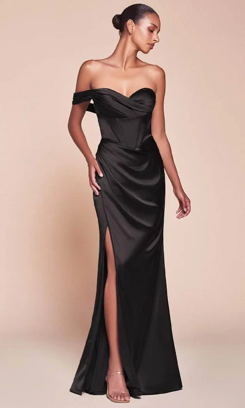 Formal Dress for Eco-Conscious EventsLadivine 7448 - One Shoulder Satin Long Gown