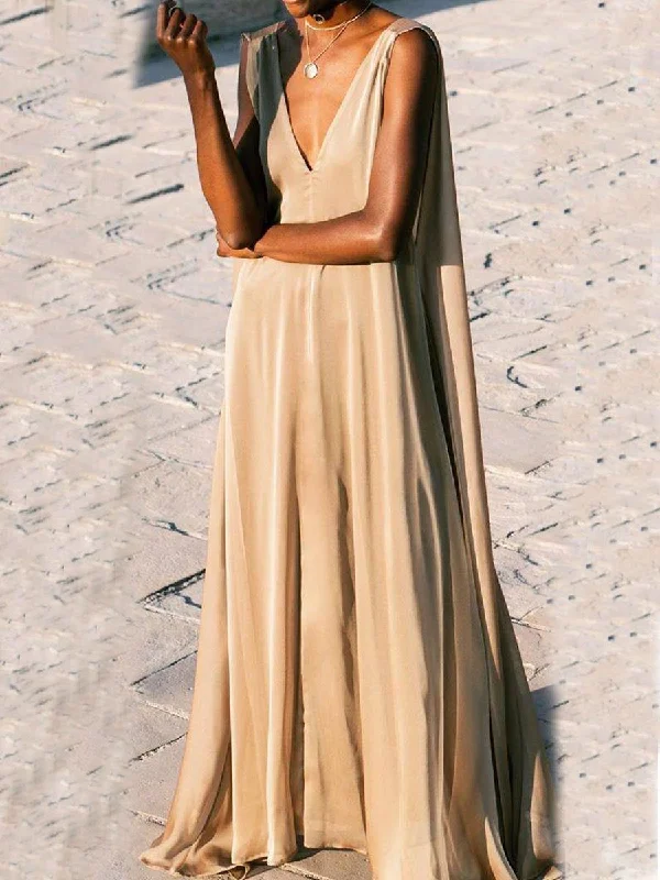 maxi dresses for college studentsV-neck Sleeveless Casual Long Dress