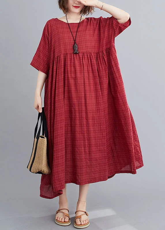 maxi dresses for bridesmaidsPlus Size Mulberry O-Neck Linen Long Dresses Short Sleeve