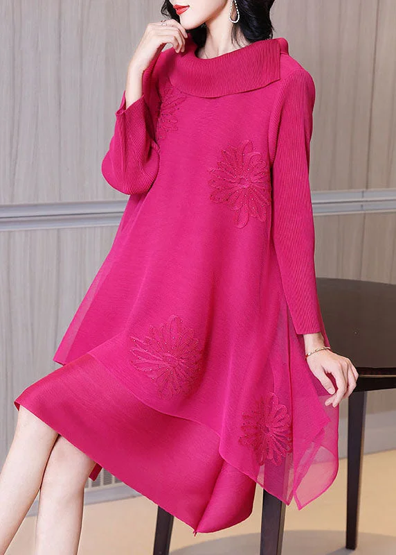 velvet maxi dressesWomen Rose Asymmetrical Patchwork Nail Bead Tulle Vacation Long Dresses Long Sleeve