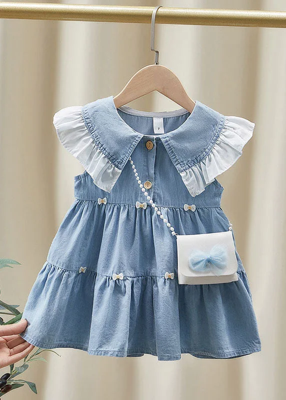 maxi dresses for special occasionsBeautiful Blue Ruffled Patchwork Denim Kids Girls Long Dress Summer