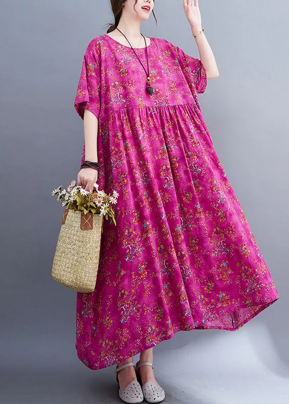 maxi dresses with cap sleevesChic Rose Print Patchwork Long Dresses Short Sleeve